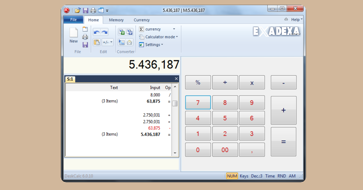 DeskCalc Adding Machine free