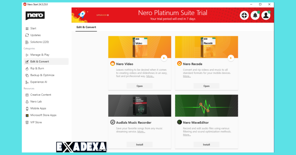 Nero Platinum software